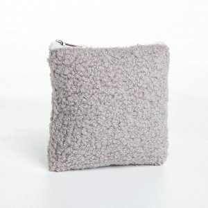 Кошелёк-монетница на молнии 11x1x8 см, плюшевый, серый