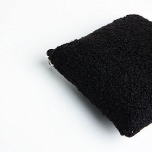 Кошелёк-монетница на молнии 11x1x8 см, плюшевый, чёрный