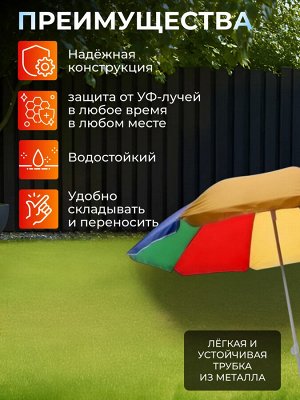 Зонт пляжный, складной, диаметр купола 230 см, высота 220 см