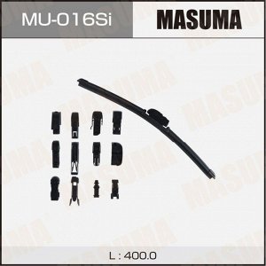 Щетка стеклоочистителя Masuma Silicone 400мм (16") бескаркасная, всесезонная, силиконовая, 13 переходников, 1 шт, арт. MU-016Si