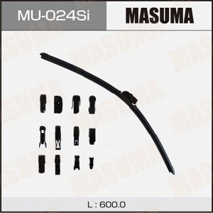 Щетка стеклоочистителя Masuma Silicone 600мм (24") бескаркасная, всесезонная, силиконовая, 13 переходников, 1 шт, арт. MU-024Si