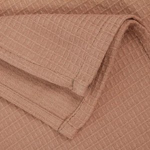 Простыня-плед 1.5-спальная, 150х200 см, вафельная ткань, 100% хлопок, Волшебная ночь, Мокко, однотонная