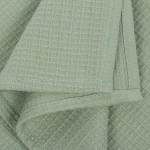 Простыня-плед 1.5-спальная, 150х200 см, вафельная ткань, 100% хлопок, Волшебная ночь, Полынь, однотонная
