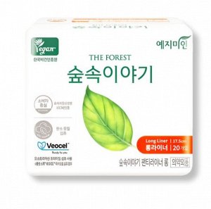 WCH Ежедневные гигиенические прокладки "Yejimiin The Forest" веганские с удерживающим слоем и биоразлагаемой поверхностью из веоцела (без крылышек / 17,5 см) 20 шт.