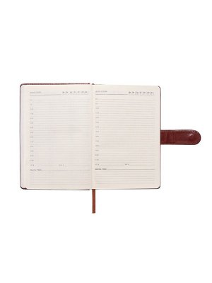Ежедневник недатированный формат А5, с хлястиком, 112л, линия, пвх, Классика Коричневый