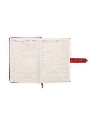 Ежедневник недатированный формат А5, с хлястиком, 112л, линия, пвх, Красный
