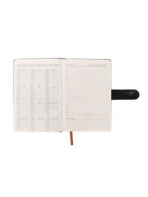 Ежедневник недатированный формат А5, с хлястиком, 112л, линия, пвх, Классика Черный