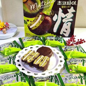 Orion Choco pie Matcha Chocolate 34g - Пирожное Чоко пай Орион. Матча и шоколад. 1шт