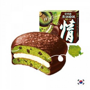 Orion Choco pie Matcha Chocolate 34g - Пирожное Чоко пай Орион. Матча и шоколад. 1шт