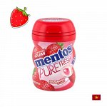 Mentos Pure Fresh Strawberry 61g - Жвачка Ментос свежесть клубники. С начинкой