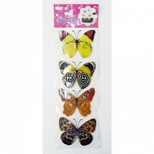 Наклейка Бабочки на скотче набор 4 шт 7,5 х 10 см