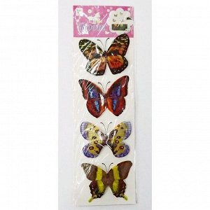 Наклейка Бабочки на скотче набор 4 шт 7,5 х 10 см