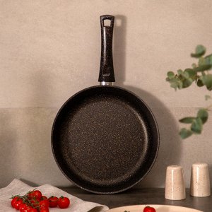 Глубокая сковорода с антипригарным мраморным покрытием GRANITE, 26x6.5 см - идеальный помощник на кухне!, 1 шт.