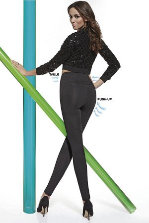 Легинсы Черные легинсы Ginger 200 den с эффектом PUSH-UP и высокой талией с утяжкой.