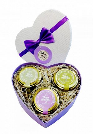 Подарочный набор "Медовое сердце" мёд гречишный, разнотравье, акациевый
