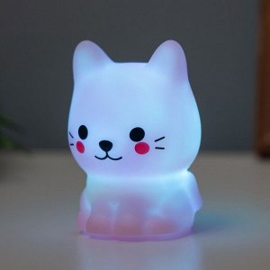 Фигурка светящаяся RISALUX «Милый кот», LED-ночник, 2 Вт, LR44, розовый, 3.5x3x5.5 см