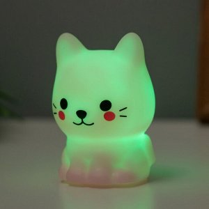 Фигурка светящаяся RISALUX «Милый кот», LED-ночник, 2 Вт, LR44, розовый, 3.5x3x5.5 см