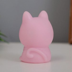 Фигурка светящаяся RISALUX «Милый кот», LED-ночник, 2 Вт, LR44, розовый, 3.5x3x5.5 см