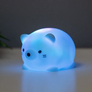Фигурка светящаяся RISALUX «Толстопуз», LED-ночник, 2 Вт, LR44, голубой, 6x5x4 см