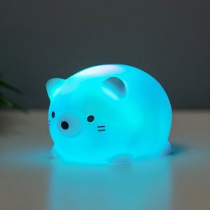 Фигурка светящаяся RISALUX «Толстопуз», LED-ночник, 2 Вт, LR44, голубой, 6x5x4 см