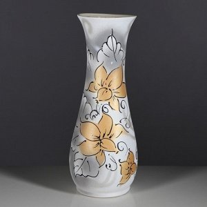Ваза напольная "Осень" белая, золотые цветы, 57 см, микс, керамика