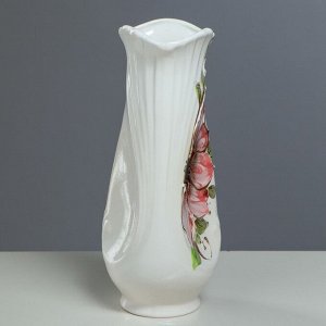 Ваза настольная "Весна", керамика, цветок, белая, 22 см