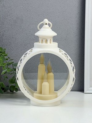 Светодиодные свечи в подсвечнике RISALUX «Трио», LED-ночник, белый, 9.7x16.5x25 см, батарейки AAAx2, свечение жёлтое