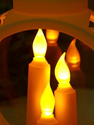 Светодиодные свечи в подсвечнике RISALUX «Трио», LED-ночник, белый, 9.7x16.5x25 см, батарейки AAAx2, свечение жёлтое