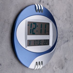Часы настенные электронные с календарем. таймером и термометром. 26х26х3 см. микс