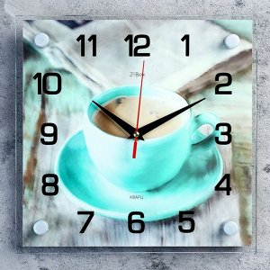 Часы-картина настенные, серия: Кухня, "Чашечка кофе", плавный ход, 25 х 25 см