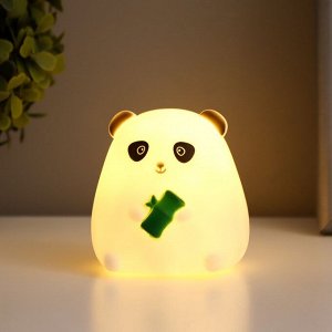 Фигурка светящаяся RISALUX «Панда», LED-ночник, бело-чёрный, 7.5x7x9 см