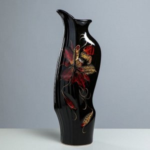 Ваза напольная "Флора", керамика, чёрная, 47 см