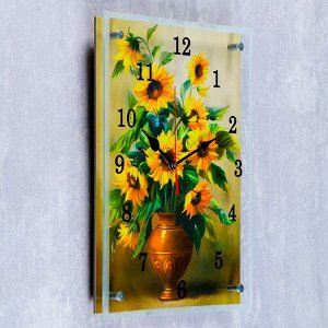 Часы настенные, серия: Цветы, "Желтые цветы в вазе", 30х40 см