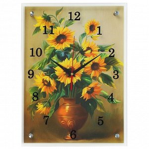 Часы настенные, серия: Цветы, "Желтые цветы в вазе", 30х40  см, в ассортименте