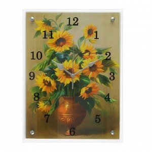 Часы настенные, серия: Цветы, "Желтые цветы в вазе", 30х40  см, в ассортименте