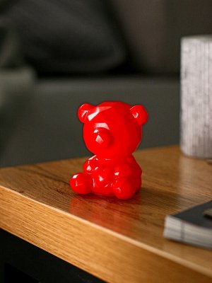 Фигурка светящаяся RISALUX «Медвежонок с сердцем», LED-ночник, 2 Вт, LR44, красный, 4x5x7 см