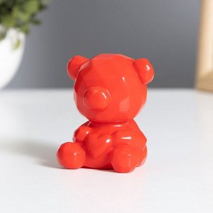 Фигурка светящаяся RISALUX «Медвежонок с сердцем», LED-ночник, 2 Вт, LR44, красный, 4x5x7 см