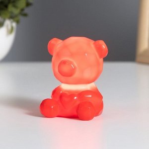 Фигурка светящаяся RISALUX «Медвежонок с сердцем», LED-ночник, 2 Вт, LR44, красный, 4x5x7 см