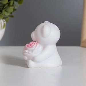 Фигурка светящаяся RISALUX «Мишка с розой», LED-ночник, 2 Вт, LR44, белый, 4x5.5x7 см