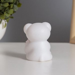 Фигурка светящаяся RISALUX «Мишка с розой», LED-ночник, 2 Вт, LR44, белый, 4x5.5x7 см