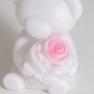 Фигурка светящаяся RISALUX «Мишка с розой», LED-ночник, 2 Вт, LR44, белый, 4x5.5x7 см