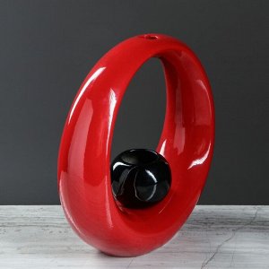 Ваза настольная "Орбита", красный, чёрный цвет, 25 см, керамика
