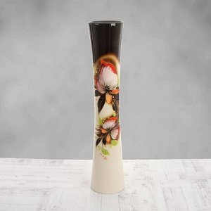 Ваза керамическая "Кубок", напольная, цветы, чёрно-белая, 71 см, микс