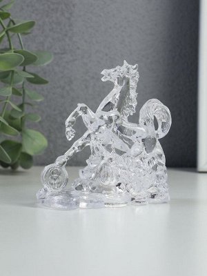 Фигурка светящаяся RISALUX «Конь на монетах», LED-ночник, RGB, 3xLR1130, прозрачный, 10x4.5x9.5 см