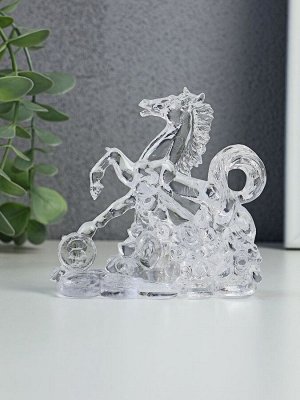 Фигурка светящаяся RISALUX «Конь на монетах», LED-ночник, RGB, 3xLR1130, прозрачный, 10x4.5x9.5 см