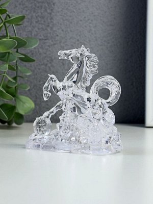 Фигурка светящаяся RISALUX «Конь на монетах», LED-ночник, RGB, 3xLR1130, прозрачный, 10x4.5x9.5 см