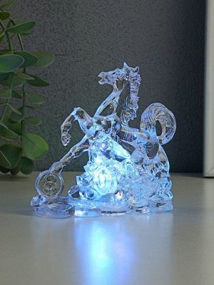 Фигурка светящаяся RISALUX «Конь на монетах», LED-ночник, RGB, 3xLR1130, прозрачный, 10x4.5x9.5 см