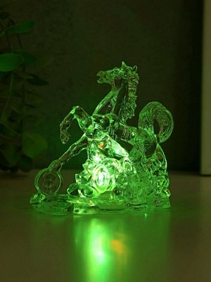 Фигурка светящаяся RISALUX «Конь на монетах», LED-ночник, RGB, 3xLR1130, прозрачный, 10x4.5x9.5 см