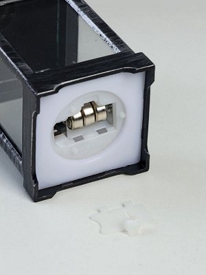 Светодиодная свеча в подсвечнике RISALUX «Фонарь малый», LED-ночник, от батареек 3xLR44, чёрно-серебристый, 6x6x13 см