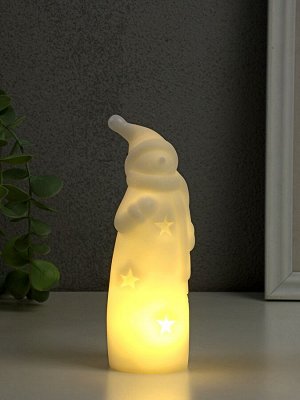 Фигурка светящаяся RISALUX «Снеговик в колпаке», LED-ночник, 3xAG10, белый, 4.8x4.8x15 см